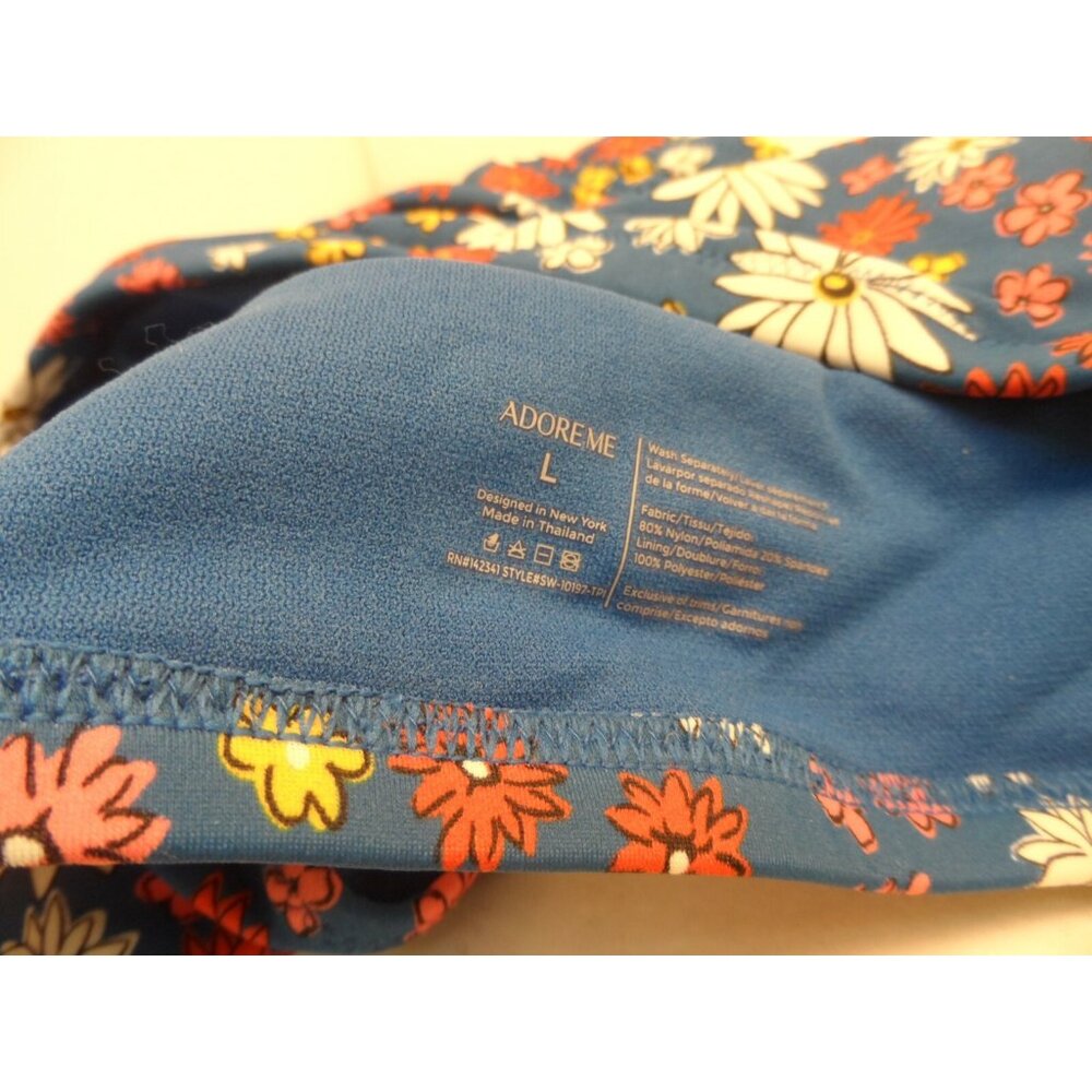 Adore Me Women's Bikini Top Wireless Strap 10197 Blue Flowers Size Large - Picture 3 of 3